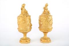 Pair Gilt Bronze Covered Decorative Urns - 1944178