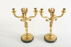 Pair Gilt Bronze Marble Base Three Arms Candelabra - 2108225