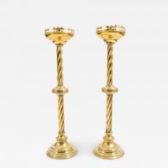 Pair Gothic Style Brass Candlestick - 1133350