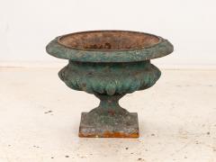 Pair Green Cast iron Urns France Early 20th C  - 4202245