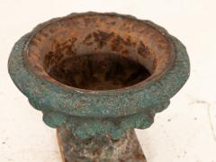 Pair Green Cast iron Urns France Early 20th C  - 4202247