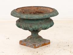 Pair Green Cast iron Urns France Early 20th C  - 4202250