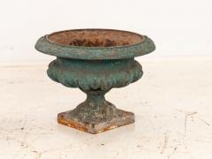 Pair Green Cast iron Urns France Early 20th C  - 4202251
