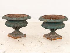 Pair Green Cast iron Urns France Early 20th C  - 4202252