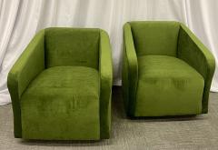 Pair Green Velvet Swivel Chairs - 2668610