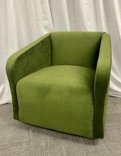 Pair Green Velvet Swivel Chairs - 2668613