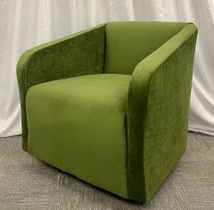 Pair Green Velvet Swivel Chairs - 2668616