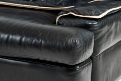 Pair Guido Faleschini Black Leather Lounge Chairs Italy 1970 - 2950218