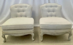 Pair Gustavian Style Slipper Chairs Swedish Style Paint Decorated Chairs - 2489358