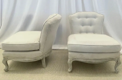 Pair Gustavian Style Slipper Chairs Swedish Style Paint Decorated Chairs - 2489360