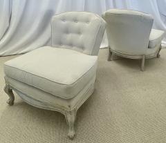 Pair Gustavian Style Slipper Chairs Swedish Style Paint Decorated Distressed - 2920593