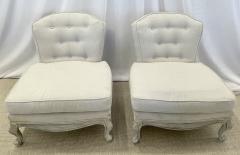 Pair Gustavian Style Slipper Chairs Swedish Style Paint Decorated Distressed - 2920594