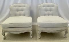 Pair Gustavian Style Slipper Chairs Swedish Style Paint Decorated Distressed - 2920595