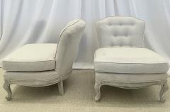 Pair Gustavian Style Slipper Chairs Swedish Style Paint Decorated Distressed - 2920596