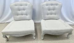 Pair Gustavian Style Slipper Chairs Swedish Style Paint Decorated Distressed - 2920598
