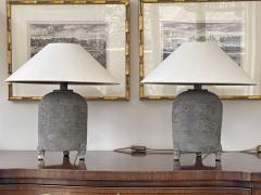 Pair Han Dynasty Period Unglazed Grain Jars Mounted as Table Lamps - 4565902