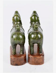 Pair Han Style Green Glazed Dogs - 4309354
