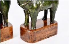 Pair Han Style Green Glazed Dogs - 4309356