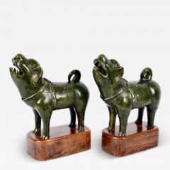 Pair Han Style Green Glazed Dogs - 4311050