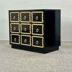 Pair Hollywood Regency Nightstands Chests Dorothy Draper Style Black Lacquer - 3137488