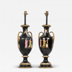 Pair Important English Victorian Ceramic Urns adapted as Lamps by Samuel Alcott - 4196038
