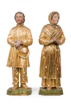Pair Important Large Painted and parcel Gilt Figuires Italian - 4200011