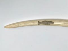 Pair Inuit Seal and Whale Scrimshaw Walrus Ivory Tusks - 3605484