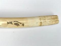 Pair Inuit Seal and Whale Scrimshaw Walrus Ivory Tusks - 3605507