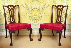 Pair Irish Chippendale Period Carved Mahogany Side Chairs - 3937093