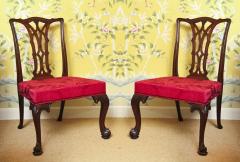 Pair Irish Chippendale Period Carved Mahogany Side Chairs - 3937107