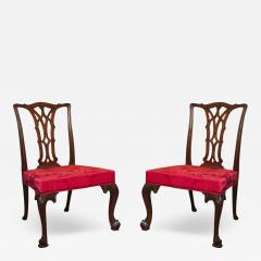 Pair Irish Chippendale Period Carved Mahogany Side Chairs - 4083187