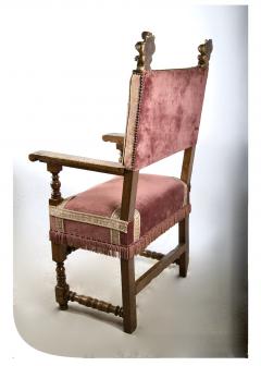 Pair Italian Baroque Walnut Hall Chairs - 1996879