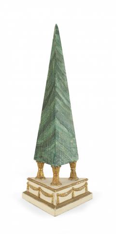 Pair Italian Neo Classic Faux Malachite Obelisks 1 - 3207226