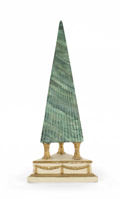 Pair Italian Neo Classic Faux Malachite Obelisks 1 - 3207232