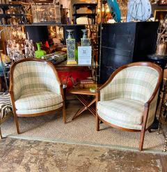 Pair Italian Neoclassical Tub or Barrel Back Bergeres c 1800 - 4655005