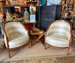 Pair Italian Neoclassical Tub or Barrel Back Bergeres c 1800 - 4655006