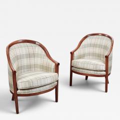 Pair Italian Neoclassical Tub or Barrel Back Bergeres c 1800 - 4659309