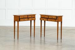 Pair Italian Oak Parquetry Inlaid Four Drawer Side Tables - 3883226