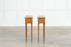 Pair Italian Oak Parquetry Inlaid Four Drawer Side Tables - 3883228