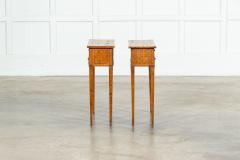 Pair Italian Oak Parquetry Inlaid Four Drawer Side Tables - 3883229