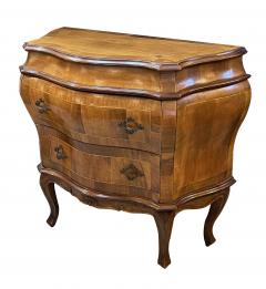 Pair Italian Rococo Style Bombe form Two Drawer Olivewood Chests Nightstands - 3965607