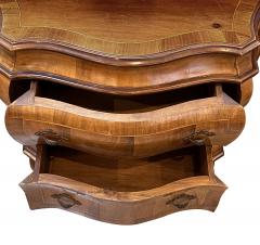 Pair Italian Rococo Style Bombe form Two Drawer Olivewood Chests Nightstands - 3965610