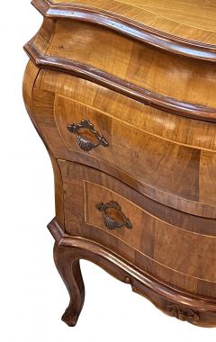 Pair Italian Rococo Style Bombe form Two Drawer Olivewood Chests Nightstands - 3965611