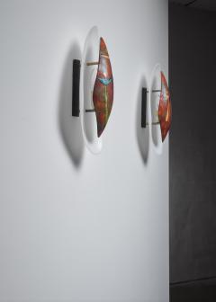 Pair Italian Wall Appliques With Figurative Enamel - 1035520