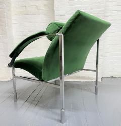 Pair Italian and Chrome Velvet Lounge Chairs - 2338729