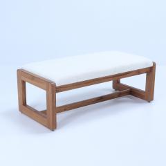 Pair Italian contemporary oak benches done in a boucle white fabric - 3242966