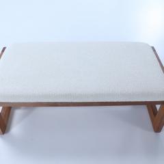 Pair Italian contemporary oak benches done in a boucle white fabric - 3242973