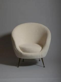 Pair Italian mid century egg shape chairs Re upholstered in Alpaca wool velvet - 3452024