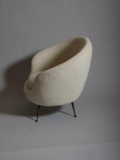 Pair Italian mid century egg shape chairs Re upholstered in Alpaca wool velvet - 3452025