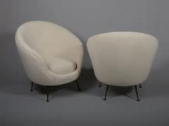 Pair Italian mid century egg shape chairs Re upholstered in Alpaca wool velvet - 3452026